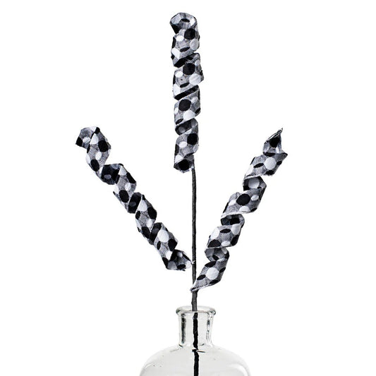 25" Polka Dot Curly Spray: Black & White
